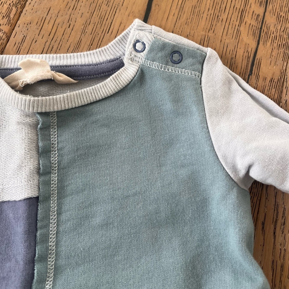 Burt's Bees Baby Boys' 100% Organic Long Sleeve Coverall Blue Block 3-6 month - Picture 3 of 7